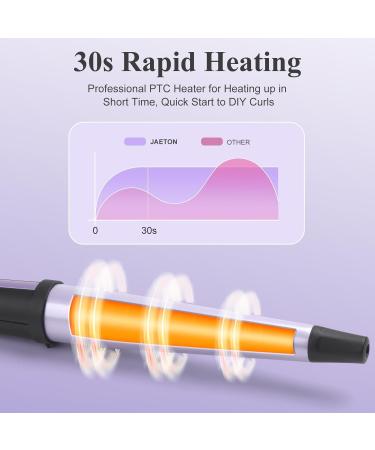 Jaeton 19-32mm Curling Wand - Professional Ceramic Curl Stick for Natural Curls & Beach Waves - Quick Heating Includes Gloves - Violet - Buy Online on GoSupps.com