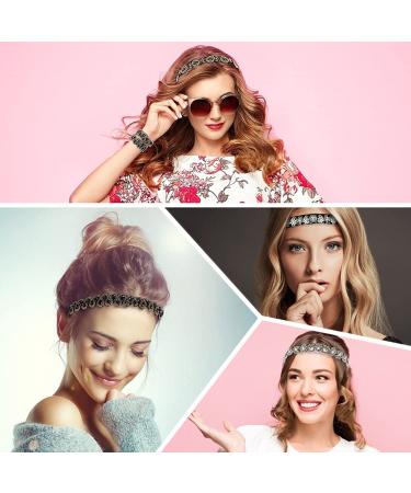 5Pcs Rhinestone Elastic Headbands Set for Women - Handmade Crystal Beaded Hair Accessories - Buy Online on GoSupps.com