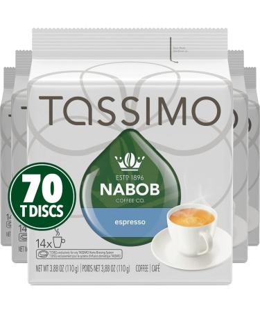 Tassimo Nabob Espresso Single Serve T-Discs 110g (5 Boxes of 14 T-Discs) & Carte Noire Long Espresso Single Serve T-Discs 110g (5 Boxes of 14 T-Discs) Coffee + Serve T-Discs Espresso 14 Count (Pack of 5) - Buy Online on GoSupps.com