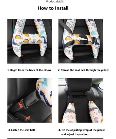Qchomee Kids Car Travel Pillow | Seat Belt Cushion Head Neck Support for Car Safety - Adults & Children Headrest | White - Buy Online on GoSupps.com