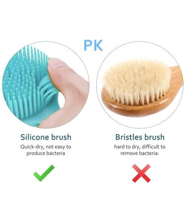 Silicone Shower Brush - Long Handle Back Scrubber for Exfoliating - Blue - Buy Online on GoSupps.com