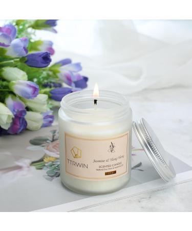 TTRWIN Jasmine & Ylang Ylang Scented Candle 200g - Long Burning Time, Natural Soy Wax & Essential Oil - Oriental Fragrance in Glass Jar - Perfect Gift for Christmas, Mother's Day, Father's Day, Birthday - Buy Online on GoSupps.com
