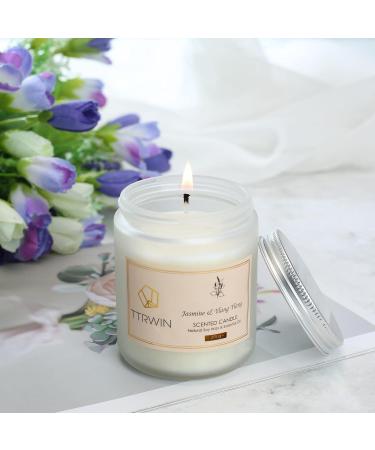 TTRWIN Jasmine & Ylang Ylang Scented Candle - 200g 50H Burn Natural Soy Wax Glass Jar - Perfect Gift for Women Christmas Mother's Day Valentine's Day - Buy Online on GoSupps.com