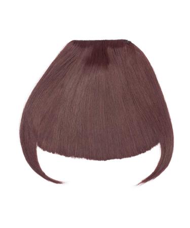 SEGO Clip in Pony Hairpiece Extensions Fringe Bangs One Piece In Front Hair Extension like Real Hair Dark Golden Brown-2