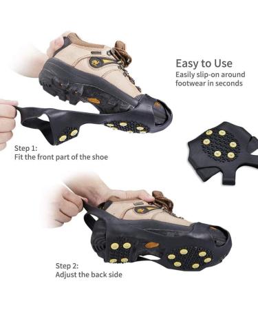 10-Stud Ice Cleats Shoe Spikes - Slip-On Crampons for Winter Outdoor Sports & Climbing - International Shipping Available - Buy Online on GoSupps.com