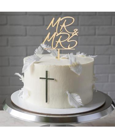 Wooden Mr and Mrs Cake Topper Wedding Cake Topper Bride and Groom Sign Wedding Engagement Cake Toppers Decoration Wedding Party Supplies (Style 1) - Buy Online on GoSupps.com
