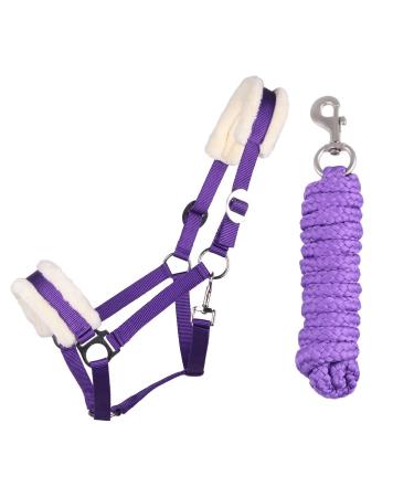 ARBO-INOX halter set starter with faux fur halter and lead rope (pony PURPLE) PONY PURPLE