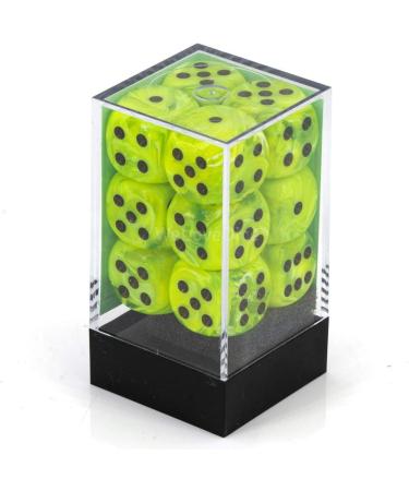 Chessex Vortex Bright Green with Black D6 Dice Set - 16mm (12 Dice) - Ideal for Gaming and RPGs - Buy Online on GoSupps.com