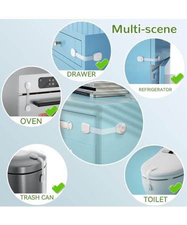 SAFELON 6 Pcs Baby Safety Cupboard & Cabinet Locks - Childproof Strap Locks for Drawers, Fridges, Toilets - Clear White - Buy Online on GoSupps.com