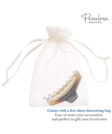 Parcelona French Slim Crystal Clear Tortoise Brown Celluloid Hair Claw Clip for Fine Hair - Women/Girls - Buy Online on GoSupps.com