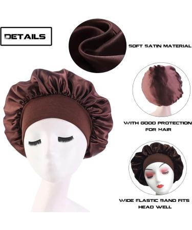 Silk Hair Bonnet for Women - 2 Pack Wide Band Satin Night Sleep Cap for Black Curly Hair - Buy Online on GoSupps.com