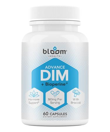 Bloom Health DIM Supplement 460mg - Extra-Strength Estrogen Balance Supplement for Men Women - Fast-Absorbed Diindolylmethane DIM with Bioperine - Vegan Gluten- Wheat Soy-Free Capsules - 60 Count