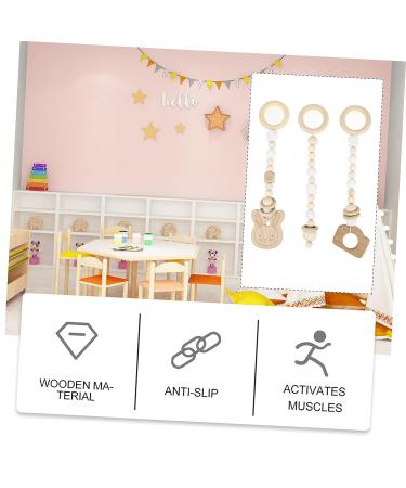 GLEAVI 3pcs Gym Pendant Baby Rattle Wooden Decor | Natural Baby Toys & Wind Chimes | Farmhouse Nursery Mobiles & Fitness Equipment Decor - Buy Online on GoSupps.com