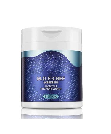 Mof Chef Cleaner Powder Foaming Heavy Oil Stain Powder Cleaner 500g All Purpose Kitchen Stain Remover Cleaner Stubborn Stain & Grease Remover for Hood Pots Grill Sink