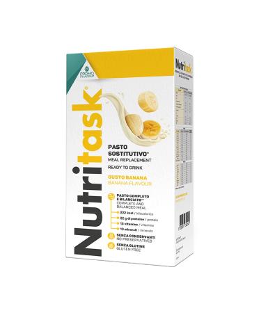 PromoPharma Nutritask - Complete ready-to-eat meal replacement - with 13 vitamins and 10 minerals - Preservative-free and gluten-free - Banana