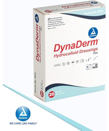 Dynarex DynaDerm Hydrocolloid Dressings 2x2 Inch - Sterile Moist Bandages for All Wounds - Latex-Free, 20 Pack - Buy Online on GoSupps.com