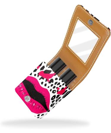 Travel Lipstick Organizer Case with Mirror | Portable Makeup Bag - Contemporary Abstract Leopard Design - Buy Online on GoSupps.com