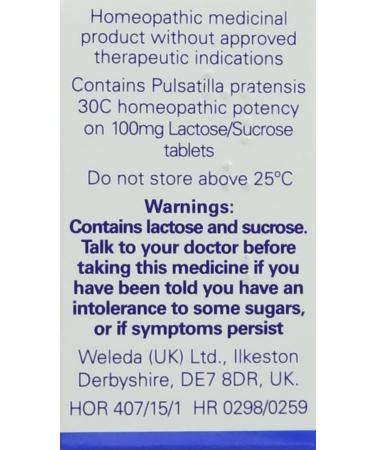 Weleda Pulsatilla 30C 125 Tablets 30g - Homeopathic Remedy for Natural Relief - Buy Online on GoSupps.com
