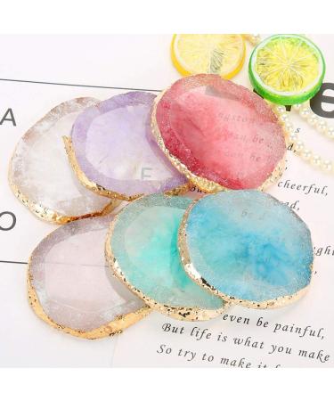 Natural Resin Stone Nail Palettes with Gold Edge - Purple DIY Nail Art & Makeup Tool - Buy Online on GoSupps.com
