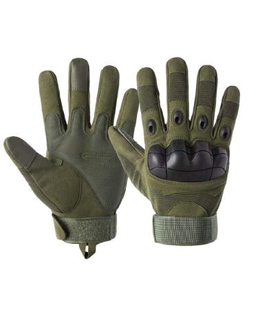 KONCEPPT Tactical Army Military Gloves Rubber Hard Knuckle Outdoor Touch Screen Gloves for Men Breathable Wear-Resistant PP Joint Protective Green Large