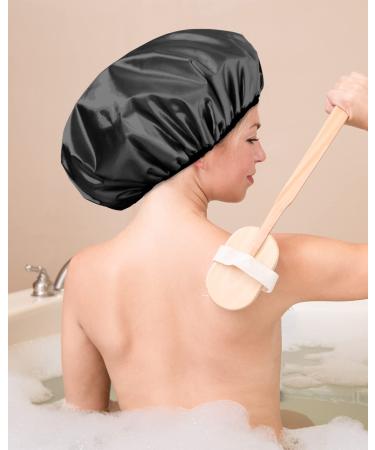 Keeygo Terry Lined Triple Layer Shower Cap for Women - Waterproof, Reusable and Ideal for Long Thick Hair - Black - Buy Online on GoSupps.com