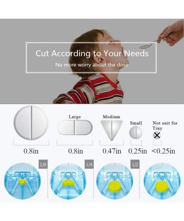 JohnBee Pill Cutter - Best USA Design for Small & Large Pills | Vitamin Cutter with Keychain Holder - Blue - Buy Online on GoSupps.com