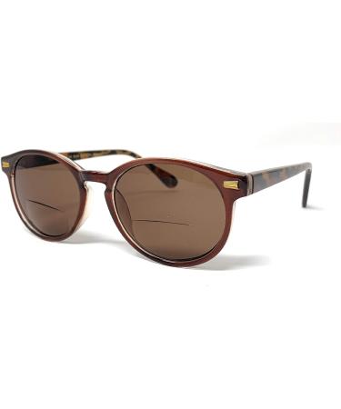 Drama Bifocal Reading Sunglasses for Men & Women - Round Style Dark Brown/Tortoise Amber +3.00 Strength - Stylish UV Protection - Buy Online on GoSupps.com