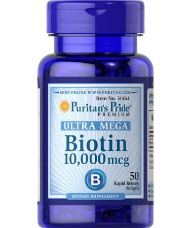 Puritan's Pride Ultra Mega Biotin 10000 Mcg 50 Count 50 Count (Pack of 1) - Buy Online on GoSupps.com