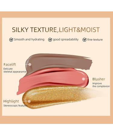 3PCS Liquid Contour Beauty Wand Set - Face Contouring Stick, Highlighter, Blush with Cushion Applicator - Lightweight Matte Finish, Blendable Cream (01+02+04) - Buy Online on GoSupps.com