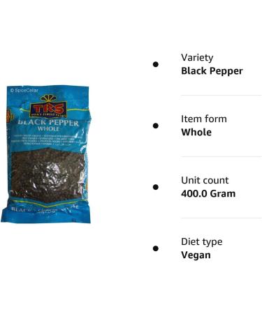 TRS Whole Black Pepper 400g - Premium Quality Spice (Pack of 1) - Buy Online on GoSupps.com