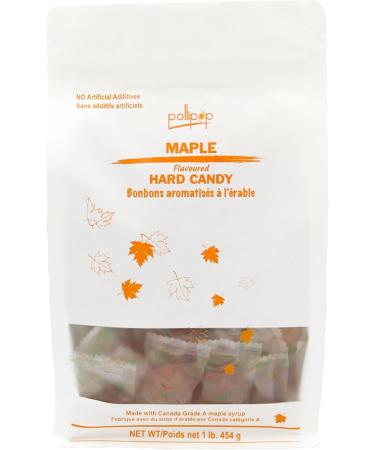 Premium Maple Syrup Hard Candies by Pollipop | Made with Pure Canadian Grade A Amber Maple Syrup | No Artificial Additives | Kids Snacks | Canadian Snacks | Bulk Candy Individually Wrapped | 454g Maple 1 lb - Buy Online on GoSupps.com