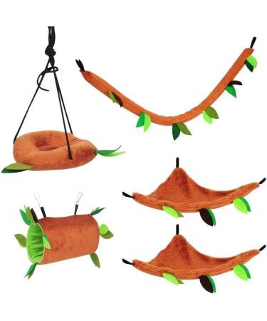 5PCS Forest Pattern Hammock and Swing Set for Small Animals - Cage Toy Accessories for Hamsters, Rats, Guinea Pigs, Gliders, and Squirrels - Buy Online on GoSupps.com