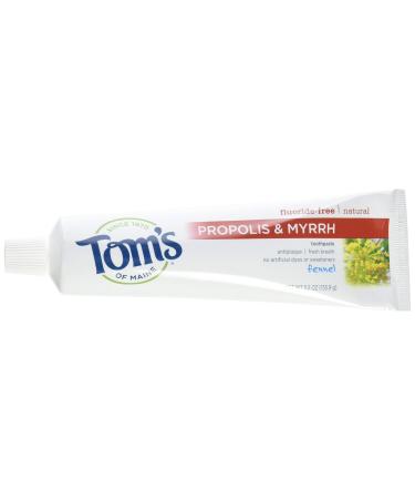 Toms of Maine Toothpaste Fennel Propolis Myrrh 5.5 Ounce (Pack of 4)