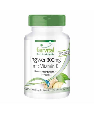 Fairvital | Ginger capsules 300mg with vitamin E - HIGH DOSE - VEGAN - 180 capsules