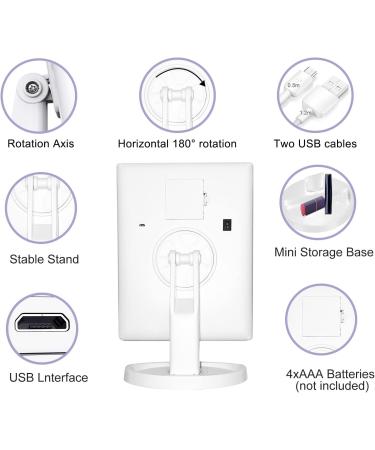 Lighted Trifold Makeup Mirror with 10X Magnification - Touch Control, Dual Power Supply - Portable LED Vanity Mirror for Women - White - Buy Online on GoSupps.com