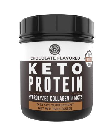 Keto Collagen Protein Powder Chocolate, 10g Grass-Fed Collagen, 5g MCT Powder, 1lb, 25 Servings, No Carb Protein Powder, Low Carb Meal Replacement Shakes, Ketogenic Shake Mix by Left Coast Performance