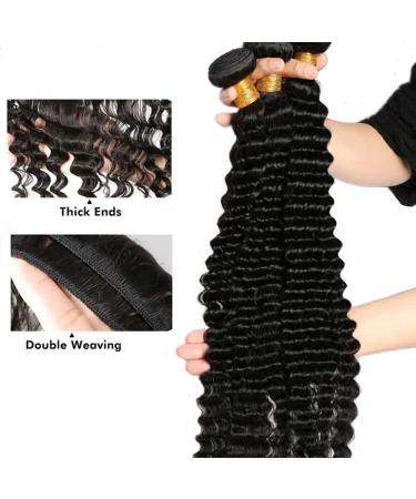 10A Brazilian Deep Wave Human Hair Bundles - 18 20 22 Inch | 100% Virgin Unprocessed Hair - Natural Black Wet and Wavy 3 Bundles - Buy Online on GoSupps.com