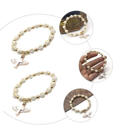 CALLARON 4pcs Cross Bracelet Mens Gifts Christ Prayer Wrist Chain Stretchy Bracelets for Women Hand Chains Men Gift Gold Dainty Bracelet Beaded Wrist Jesus White Miss Metal Makeup Elastic - Buy Online on GoSupps.com