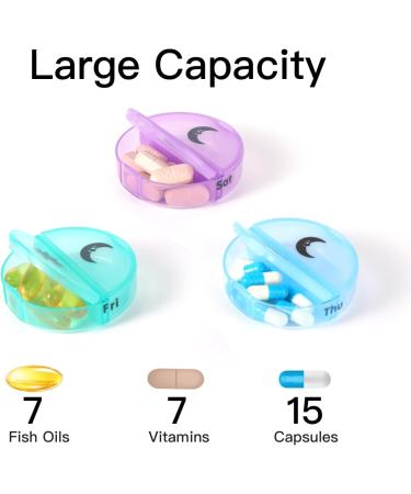 Weekly Pill Organizer 2x Daily | Travel Pill Box 7 Days | Portable Vitamin & Supplement Case - Multi-Color - Buy Online on GoSupps.com