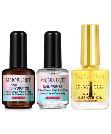 DouborQ Nail Dehydrator and Nail Primer with Cuticle Oil Set Natural Nail Prep Dehydrate and Acid-Free Primer for Gel Nail Polish Air Dry Superior Bonding Primer for Acrylic Powder