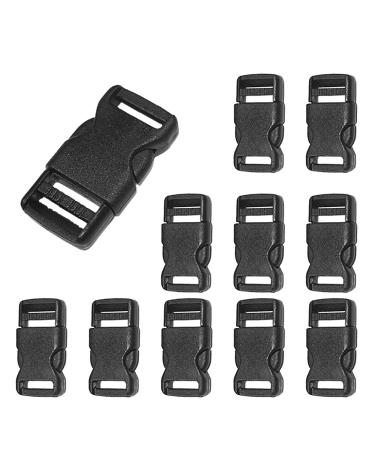 10pcs 1/2"(12.5mm) Side Release Buckles Plastic Black Quick Adjustable Buckle For Backpack Strap DIY Pets Collar Accessory