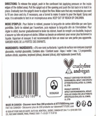 ATTITUDE All Purpose Cleaner - EWG Verified Vegan & Naturally Derived Multi-Surface Spray Citrus Zest Bulk Refill (2 Pack 135.26 Fl Oz) - Eco-Friendly Cleaning Solution - Buy Online on GoSupps.com