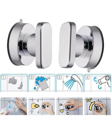 2 Pcs Bathroom Shower Glass Door Suction Cup Safety Knobs Handle Wall Mounted Handrail Grip Tub Shower Handle (Silver Color) - Buy Online on GoSupps.com