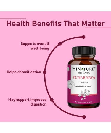 Punarnava Tablets by mi Nature| 90 Tablets 1000 mg| 45 Days Supply| Herbal Tablets| Vegan | Boerhaavia diffusa| from India - Buy Online on GoSupps.com