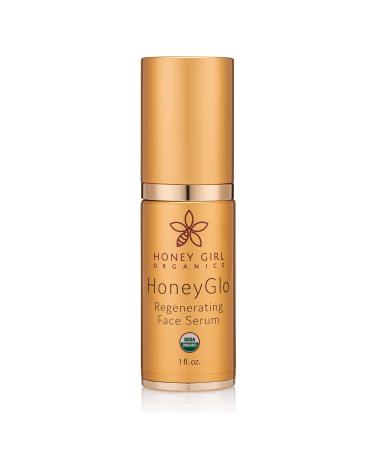 Honey Girl Organics HoneyGlo Regenerating Face Serum  USDA Certified Organic Facial Serum for Women Softens and Moisturizes Skin with Enriched Beehive Ingredients  Vitamin C and Extra Virgin Olive Oil (1 oz)