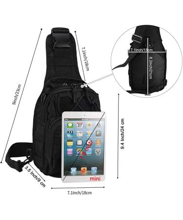 Tactical Shoulder Bag 1000D Outdoor Military Sling Daypack Backpack - Black - Buy Online on GoSupps.com