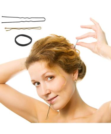 Buy Dadabig 320-Piece Hair Clip Set | 100 Bobby Pins 100 U Hair Clips & 120 Rubber Bands in Gold & Black for Kids & Women - Perfect Storage Box Included - Buy Online on GoSupps.com