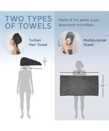 Scala Microfiber Turban Hair Towel for Women - Quick Drying Super Absorbent No Frizz & Knotting - 2 Pack (10x25 inches) for Wet Curly Hair - Buy Online on GoSupps.com