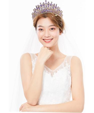 WATIIFUFU Bridal Crown Bridal Hair Decor Bride Headband Rhinestone Decor Bridal Headpiece Bridal Rhinestone Crown Hair Accessories for Brides Bridal Headwear Women Headdress Purple Alloy - Buy Online on GoSupps.com