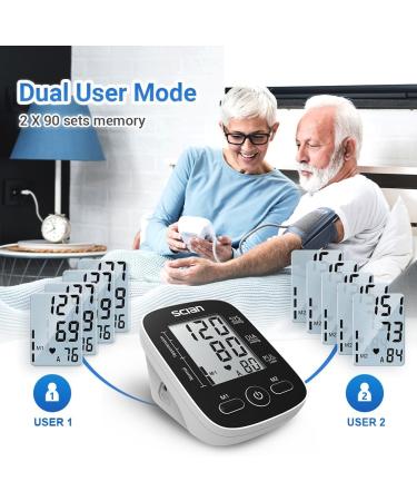 Scian Blood Pressure Meter - Automatic Arrhythmia Detection Home Use Upper Arm Monitor 22-42cm Cuff Dual User 180 Memory Large LCD Display USB - Optimal Health Monitoring - Buy Online on GoSupps.com